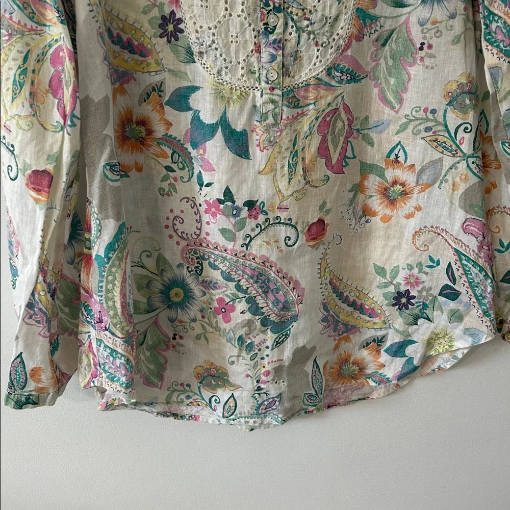 Malvin Tunic Women’s Large I Love Linen Floral Coastal Resortwear Beach Spring - Picture 5 of 12